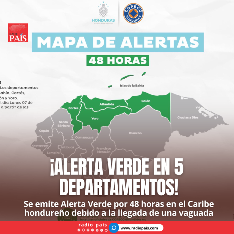 Se emite Alerta Verde por 48 horas en el Caribe hondureño debido a la llegada de una vaguada